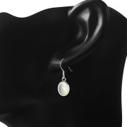 Mother of Pearl Oval Silver Earrings, e313h